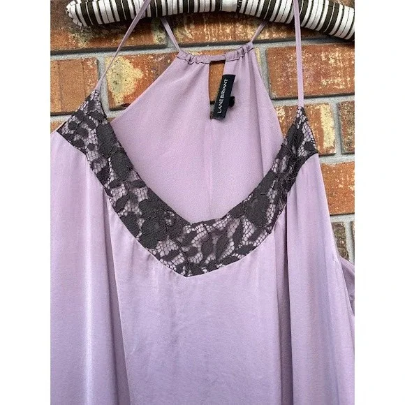 Lane Bryant Lavender/Lace Trim Babydoll Night Dress Purple Black Plus Sz 28 - Picture 4 of 9